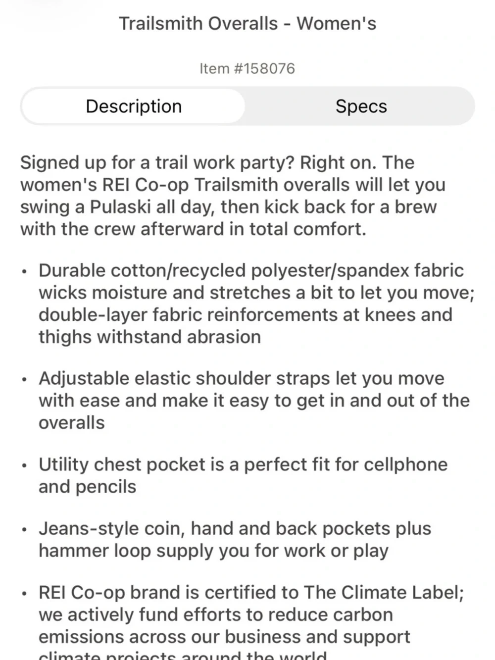 Trailsmith Overalls - Picture 5 of 6